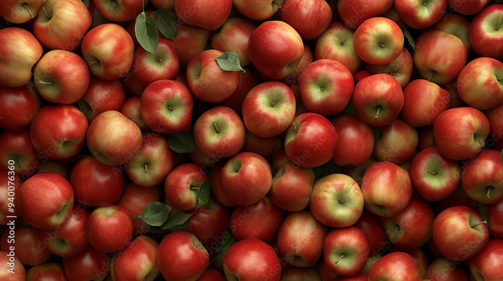 Abundant Apple Harvest Seamless Pattern - Photorealistic Top Down Close Up View Abundant Apple Harvest Seamless Pattern - Photorealistic Top Down Close Up View
