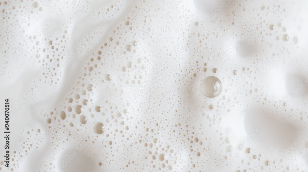 A close-up view of white milk or soy bubble foam, highlighting the delicate texture and patterns of the bubbles. Ideal for use in dairy, vegan, or skincare-related designs. A close-up view of white milk or soy bubble foam, highlighting the delicate texture and patterns of the bubbles. Ideal for use in dairy, vegan, or skincare-related designs.