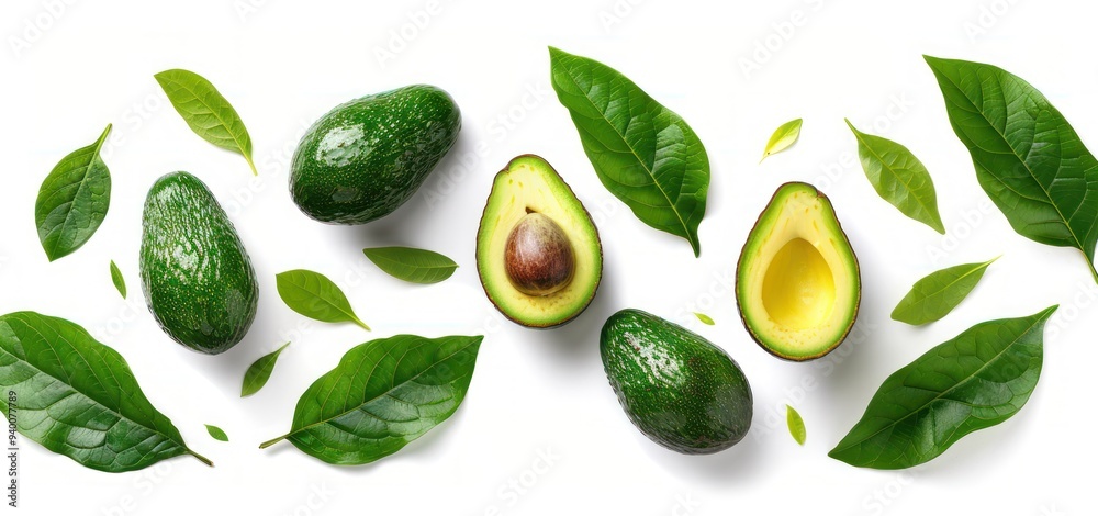 Avocado and Leaves Avocado and Leaves