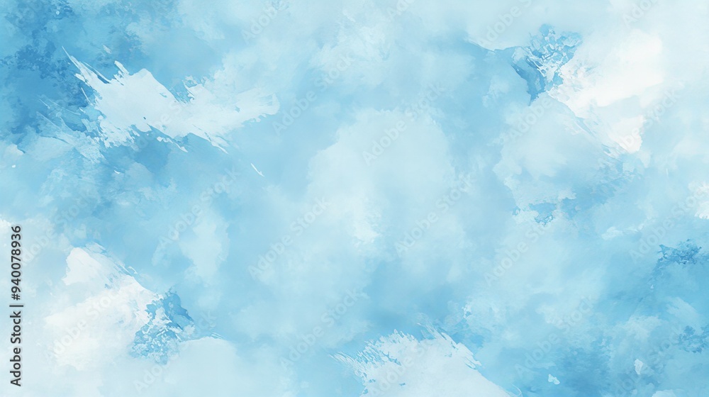 A textured light blue background with soft watercolor effects and brushstrokes, creating an airy, soothing, and delicate artistic vibe.