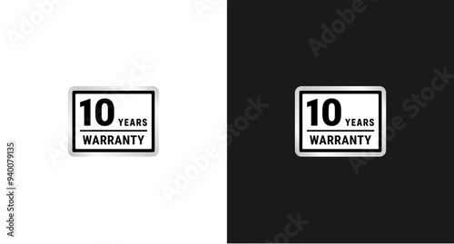 10 years warranty label or 10 years warranty sign vector isolated. The best 10 years warranty label for product packaging design element and more.