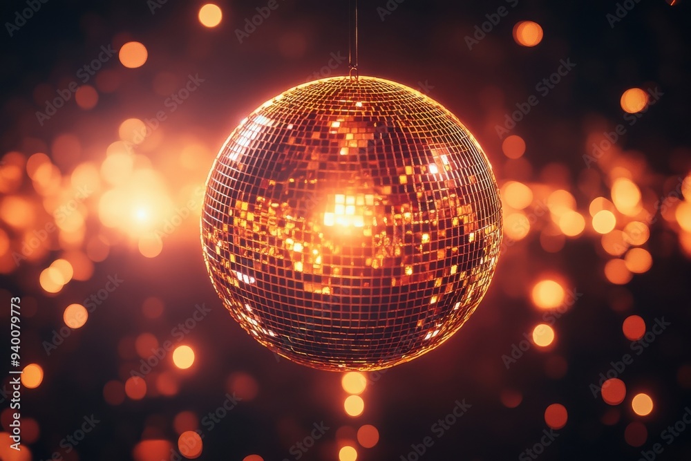 A disco ball with a light shining on it