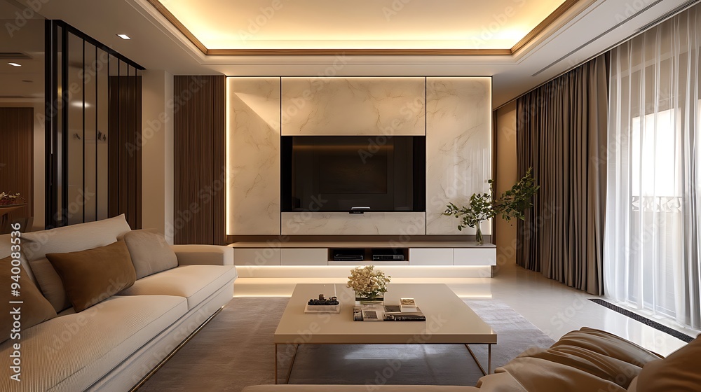 Elegant Rectangular Painting Adorning Living Room Wall in HD Quality Elegant Rectangular Painting Adorning Living Room Wall in HD Quality