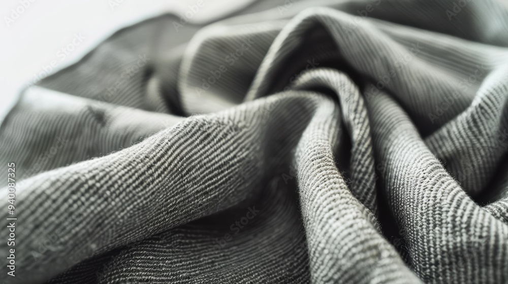 Gray fabric texture background showing soft textile folds Gray fabric texture background showing soft textile folds