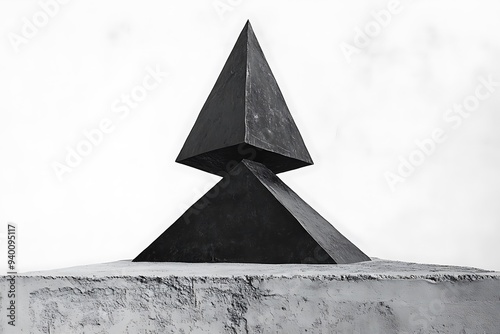 Towering Geometric Shapes: Abstract Triangular Stacked Structure on Textured Surface