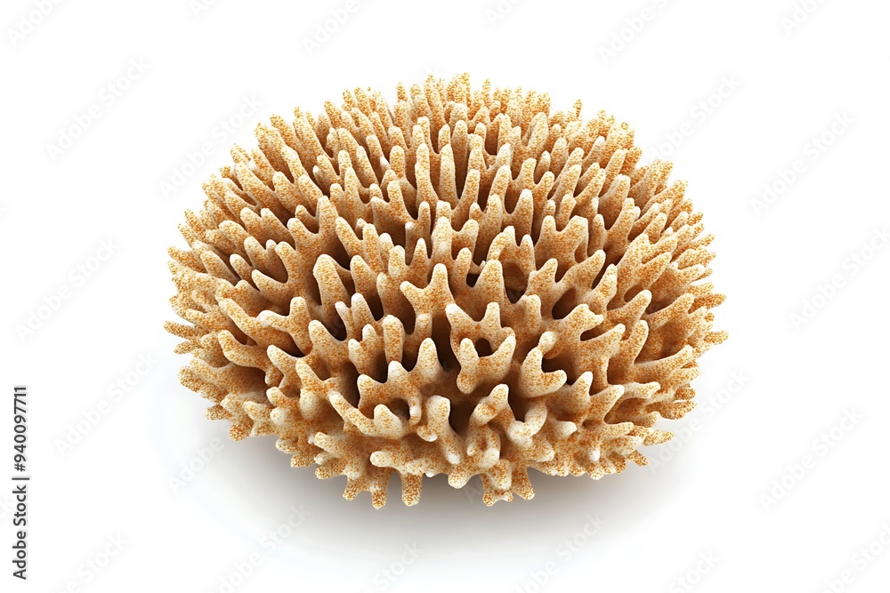 Radiant 3D Rendering of Coral Piece - Marine Life Concept on White Background Radiant 3D Rendering of Coral Piece - Marine Life Concept on White Background