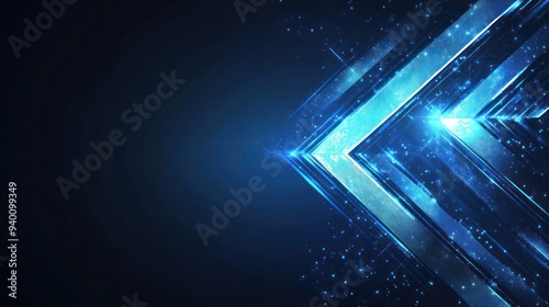 Abstract Blue Arrow with Glowing Lights