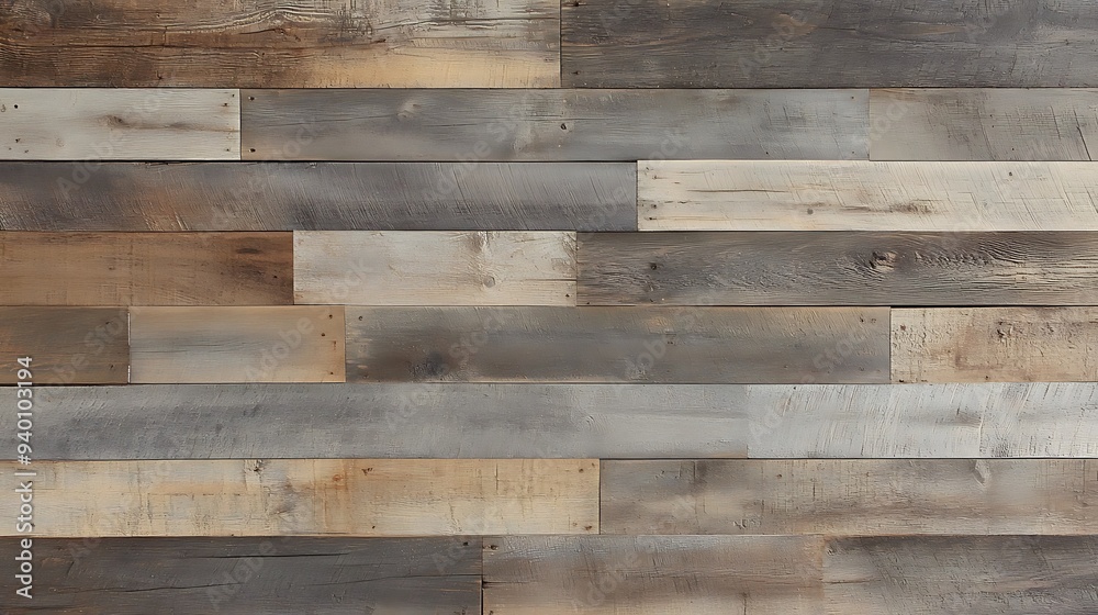 Naklejka premium Rustic Charm - Interior Design with Distressed Wood Wall in Industrial Setting