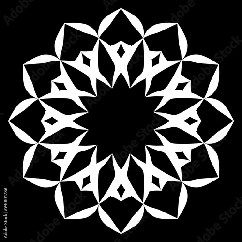 Intricate Black and White Floral Mandala Design