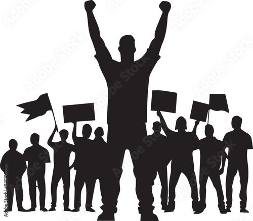 Men holding protest boards, Silhouette vector of men protest icon