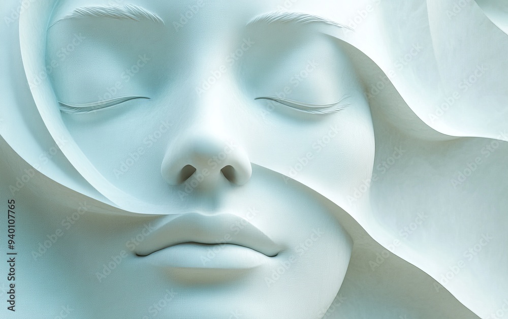 Artistic depiction of a serene face with flowing elements, evoking tranquility and beauty in a soft, minimalist style. Artistic depiction of a serene face with flowing elements, evoking tranquility and beauty in a soft, minimalist style.