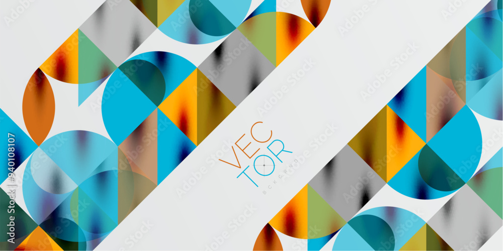 Triangles, round triangles and circles techno art. Vector Illustration For Wallpaper, Banner, Background, Card, Book Illustration, landing page Triangles, round triangles and circles techno art. Vector Illustration For Wallpaper, Banner, Background, Card, Book Illustration, landing page