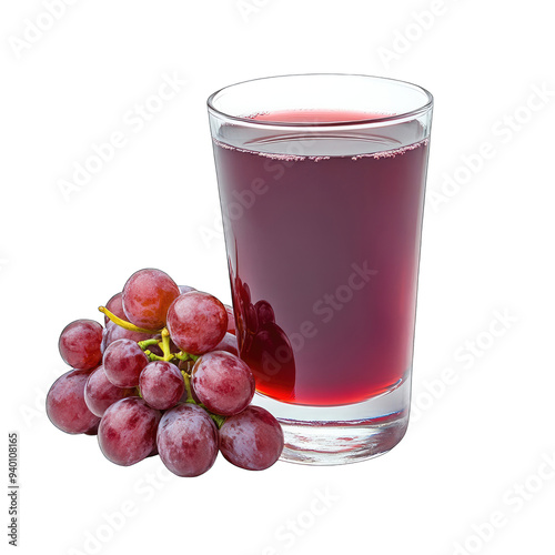 Glass of grape juice, with grapes, isolated