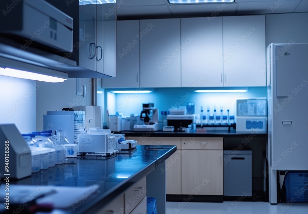 Laboratory Interior with Equipment and Cabinets Laboratory Interior with Equipment and Cabinets
