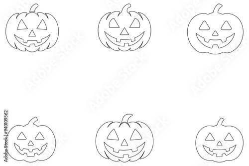 Halloween pumpkin line art icon set. A collection of simple flat pumpkin vector illustrations.