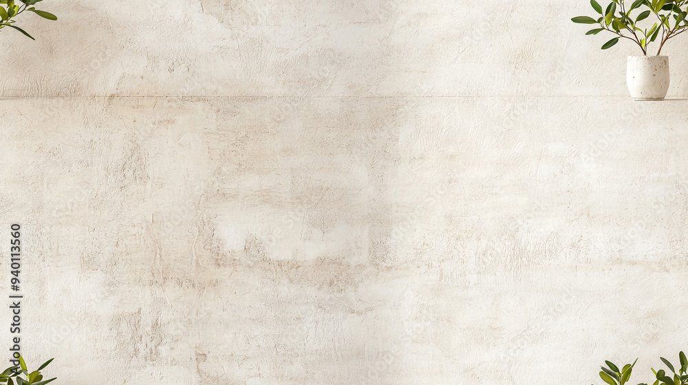 A white wall with a plant in a white vase on it A white wall with a plant in a white vase on it