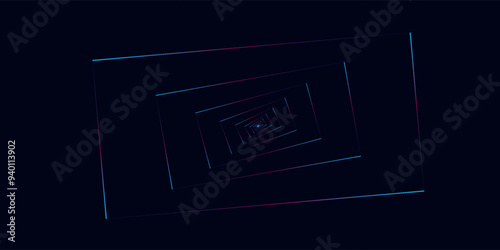 Abstract pink and blue colored lines on dark background. Vector illustration.