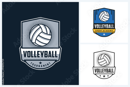 Volleyball logo design template, volleyball team emblem collection, volleyball tournament logo design vector illustration