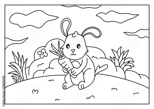 Bunny holding a carrot coloring pages are a fun activity for kids and adults, boosting creativity, fine motor skills, and imagination with cute rabbit designs