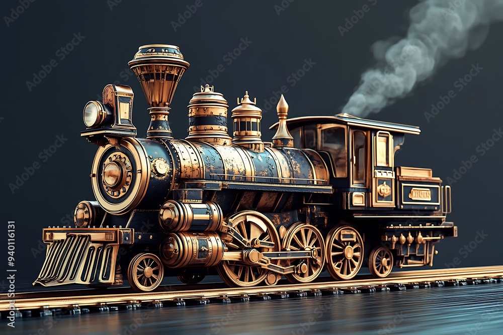 Rusty antique steam locomotive isolated on white background, perfect for vintage transportation model Rusty antique steam locomotive isolated on white background, perfect for vintage transportation model