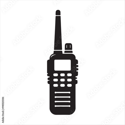 Vector silhouette icon for a walkie-talkie
