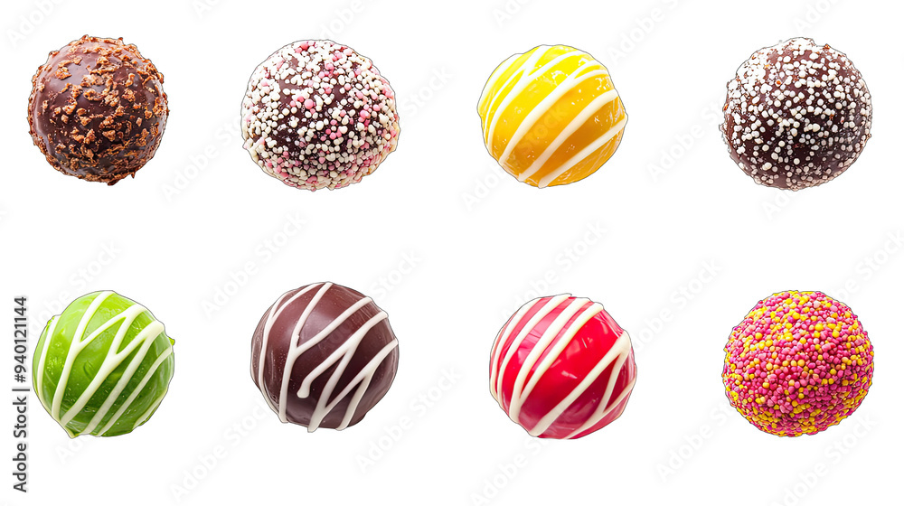 Set of chocolate truffles, isolated on transparent background Set of chocolate truffles, isolated on transparent background