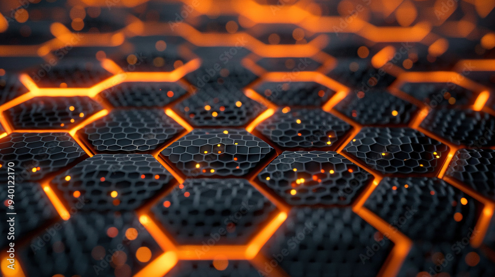 black honeycomb with a deep orange glow background black honeycomb with a deep orange glow background