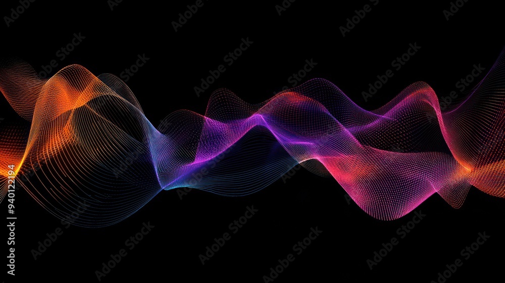 Abstract Colorful Waves on Black Background Abstract Colorful Waves on Black Background