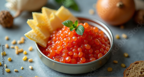 red caviar on a plate