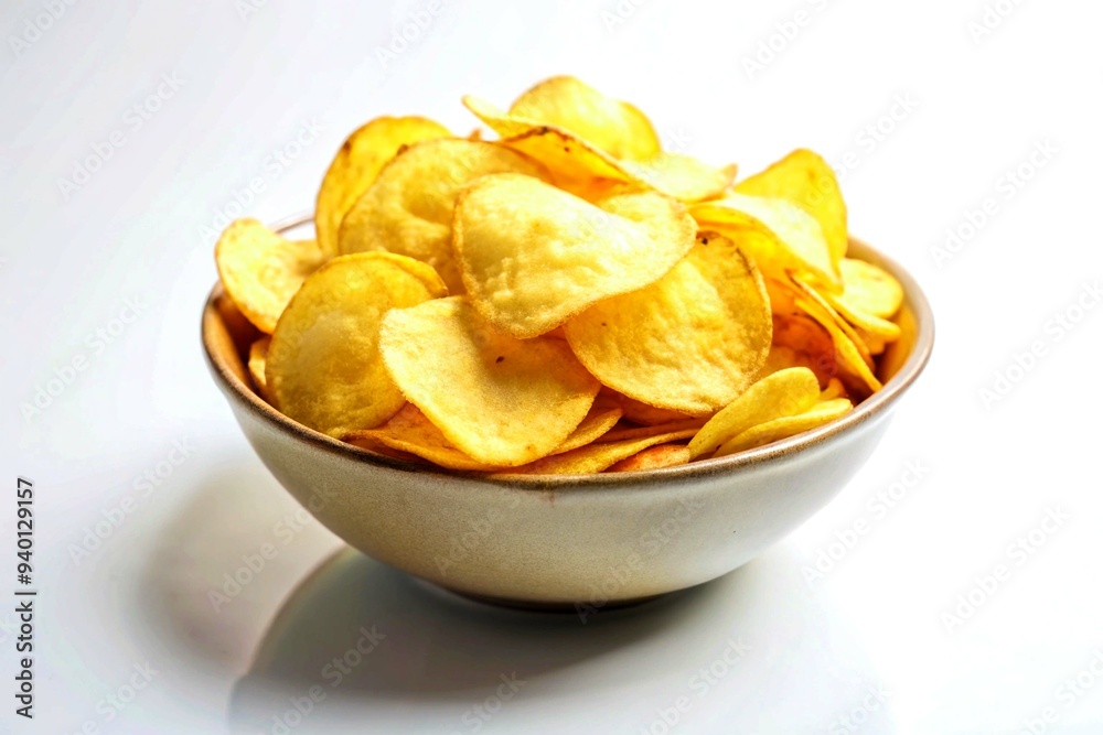 Ridged potato chips isolated on white background Ridged potato chips isolated on white background