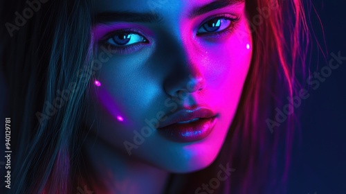 Neon Portrait of a Woman
