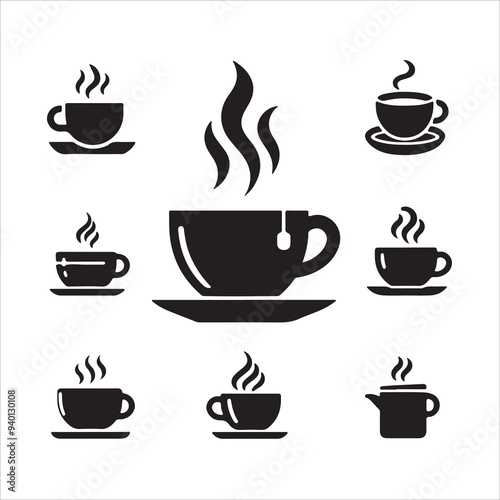 elegant tea cup vector silhouette