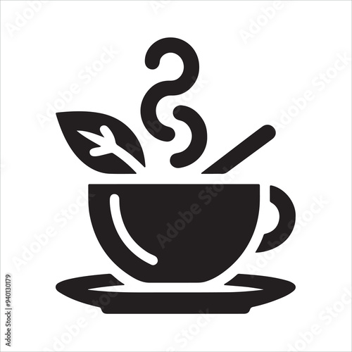 fashionable tea cup vector silhouette