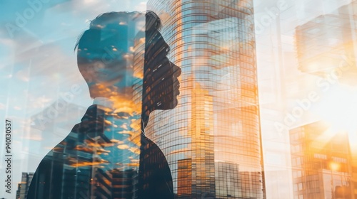 Silhouette of a Person in Front of a Modern Skyscraper