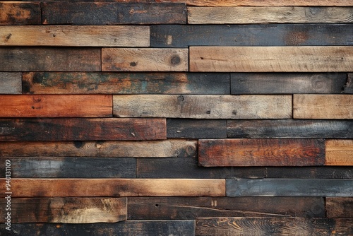 old wood texture, wall panel made of boards , ai