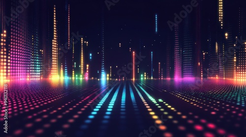 Abstract Cityscape of Lights and Pixels for audio