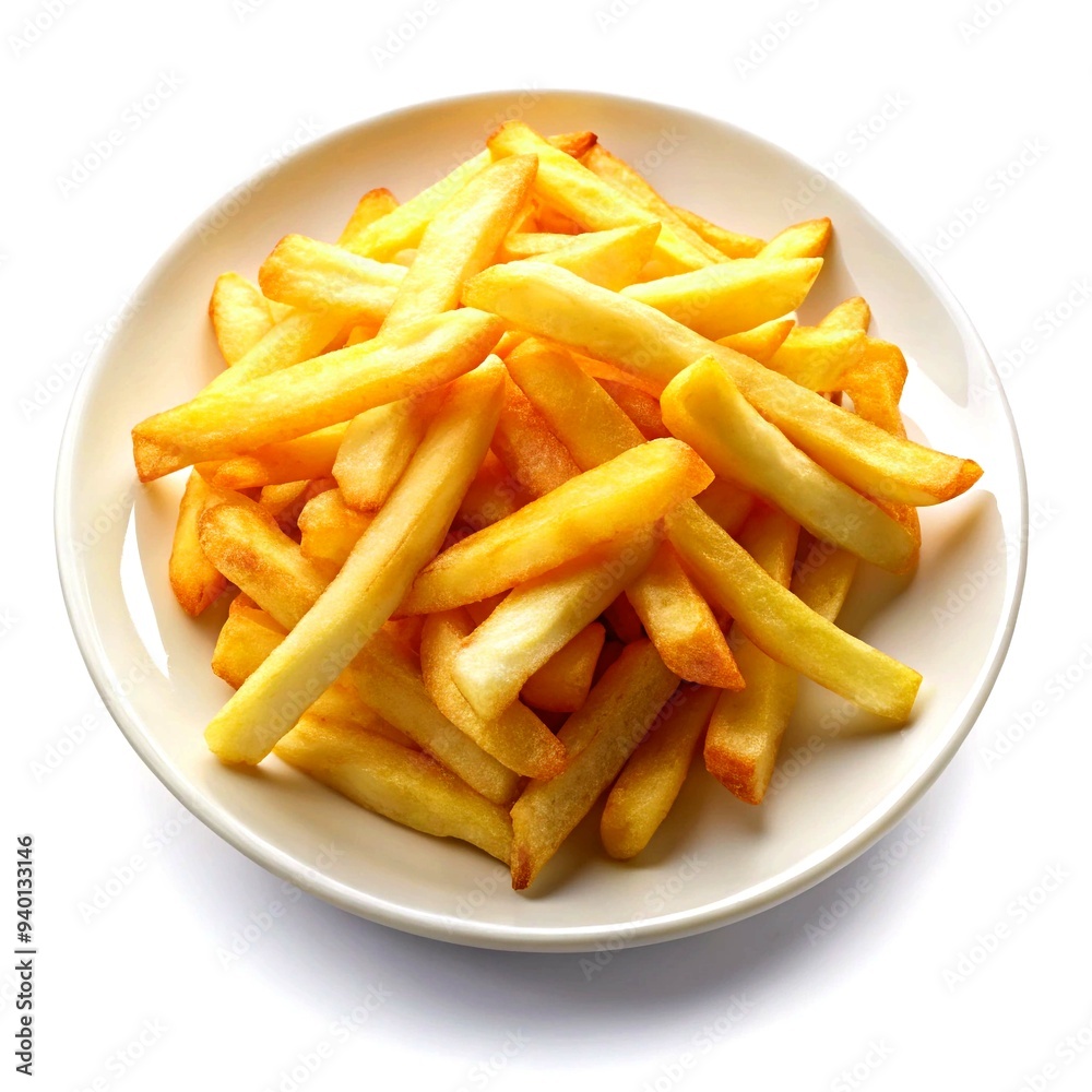 French fries potatoes on a plate isolated on a transparent background. French fries potatoes on a plate isolated on a transparent background.