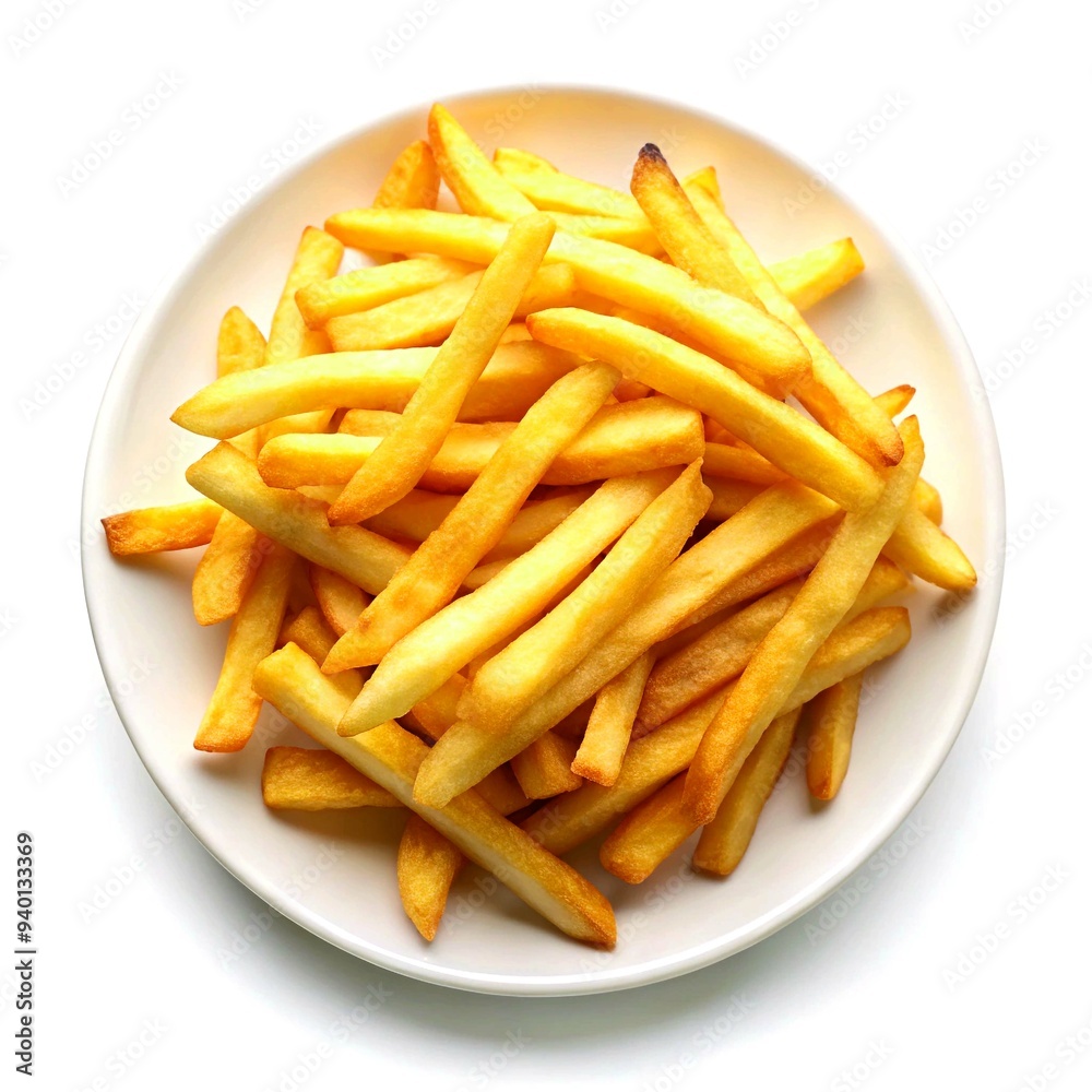 French fries potatoes on a plate isolated on a transparent background. French fries potatoes on a plate isolated on a transparent background.