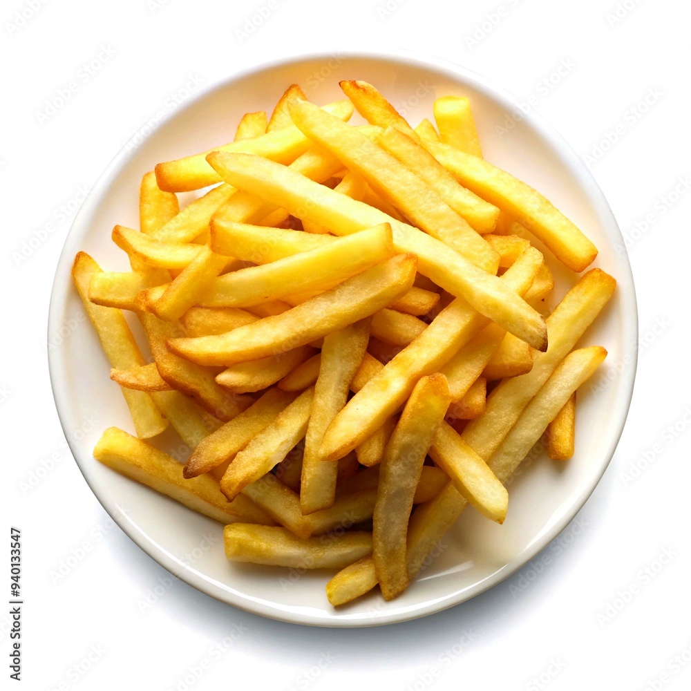 French fries potatoes on a plate isolated on a transparent background. French fries potatoes on a plate isolated on a transparent background.