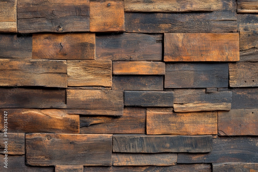 old wood texture, wall panel made of boards , ai