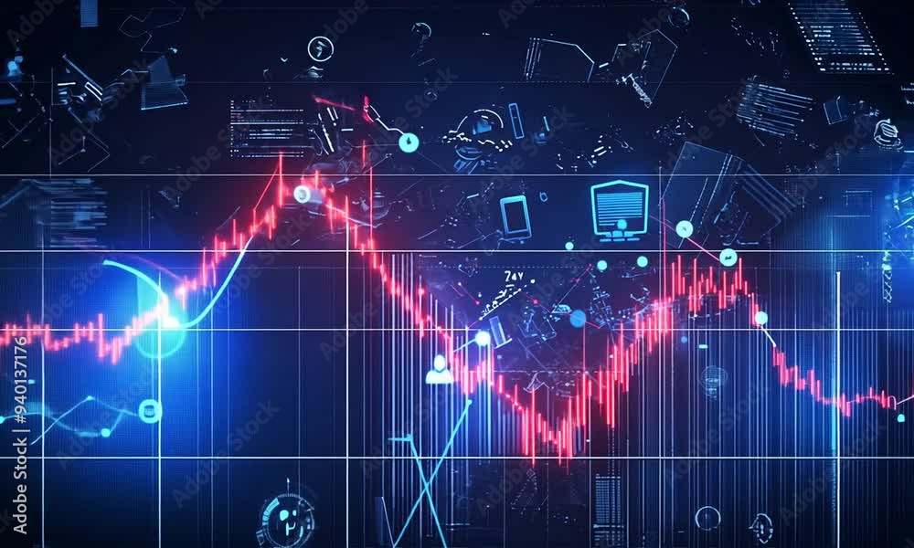 Digital Finance - A Futuristic Stock Market Illustration Digital Finance - A Futuristic Stock Market Illustration
