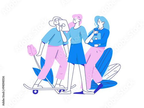 3.12 International Women's Day professional women flat character vector concept operation hand drawn illustration
