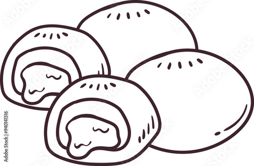 mochi japanese food style line art