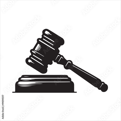 Legal gavel and vector silhouette of a sound block