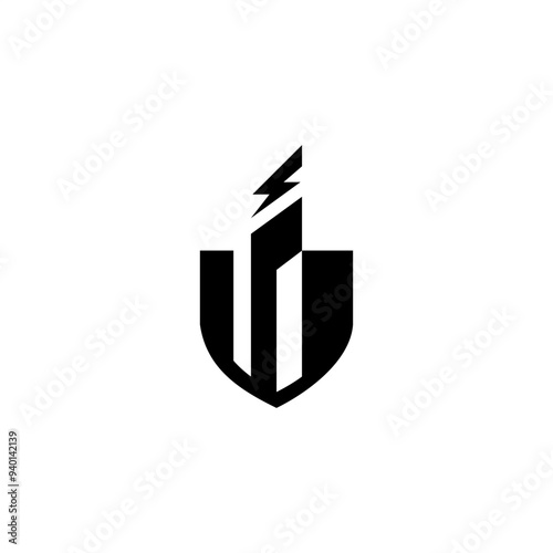 Free Download Shield logo graphic building, vector design and thunder - GFXLoad