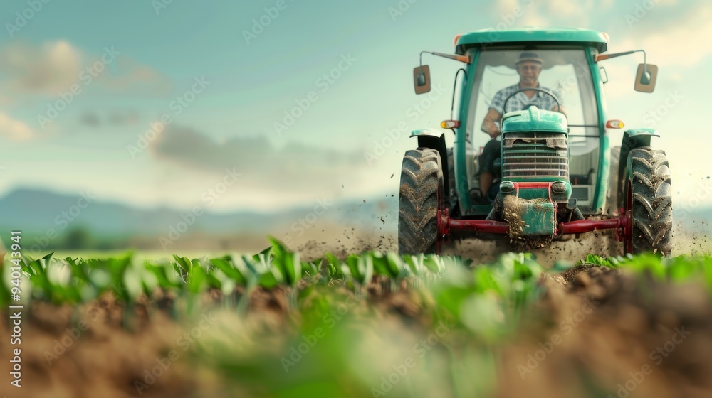 Fototapeta premium Tractor in a field