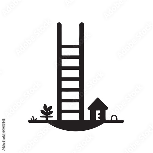 Ladder hanging vector silhouette