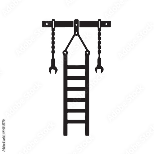 Vector silhouette of a hanging ladder