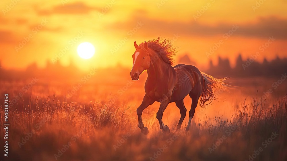 A majestic horse runs freely in a golden field during sunset, capturing the beauty of nature and the spirit of freedom. A majestic horse runs freely in a golden field during sunset, capturing the beauty of nature and the spirit of freedom.