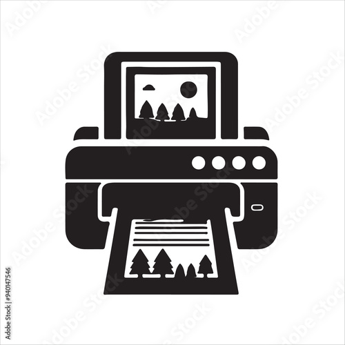 printer icon silhouette vector style with white background